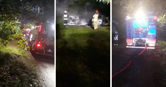 BMW i mercedes spłonęły na parkingu pod Kościerzyną w nocy z niedzieli na poniedziałek, 25/26.07.2021 r. To podpalenie?