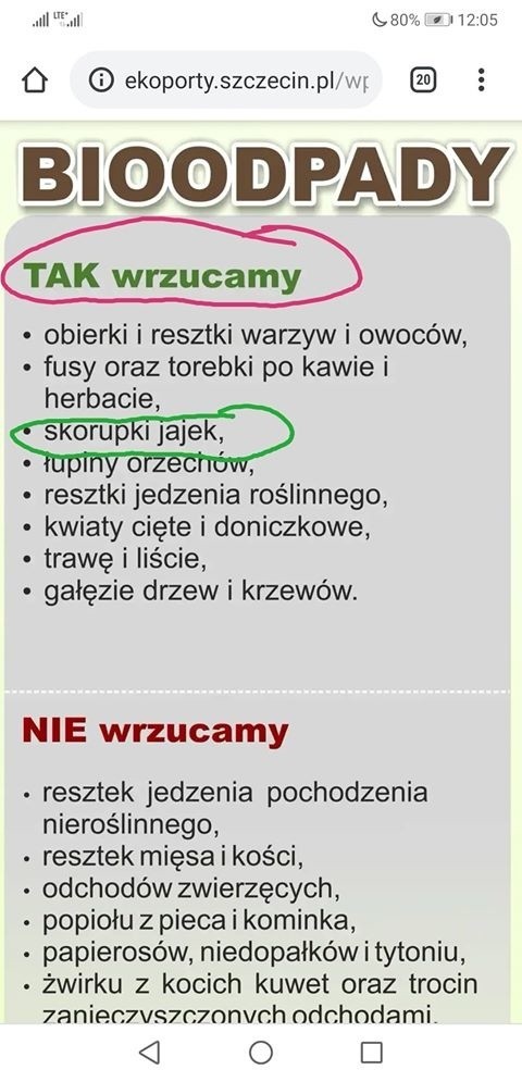 Co z segregacją skorupek jaj? Są rozbieżne informacje. Jak to jest z tymi bioodpadami? 