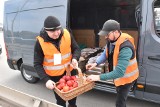 Trwa protest rolniczy w Malborku. Trumna na pikiecie i dwa symboliczne worki zboża dla lokalnych władz