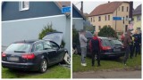 Wypadek w Zielinie. Kierowca audi A6 wjechał w betonowy płot