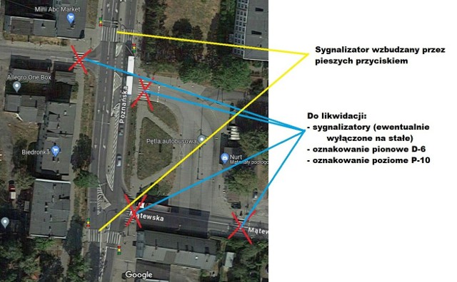 Propozycję rozwiązań poprawiających bezpieczeństwo pieszych i płynność ruchu pojazdów w opisanym fragmencie ul. Poznańskiej w Inowrocławiu Marek Browiński przedstawił na powyższej wizualizacji