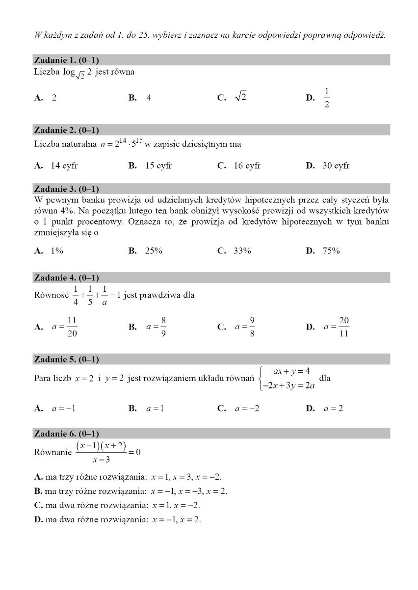 Matematyka - poziom podstawowy matura 2019. Znamy zadania! [ZADANIA - ARKUSZ CKE - ROZWIĄZANIA] - matematyka podstawowa 7.05.2019