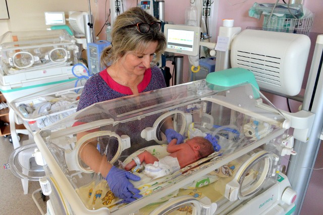 Na zdjęciu pielęgniarka Barbara Stokłosińska z oddziału intensywnej terapii neonatologicznej Świętokrzyskiego Centrum Matki i Noworodka w Kielcach.