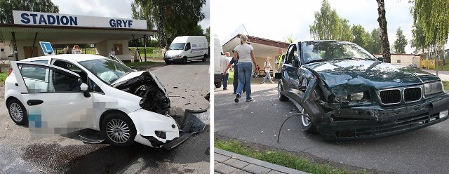 Wypadek - BMW zderzyło się z autem nauki jazdy na skrzyżowaniu Zielonej i Słonecznej.