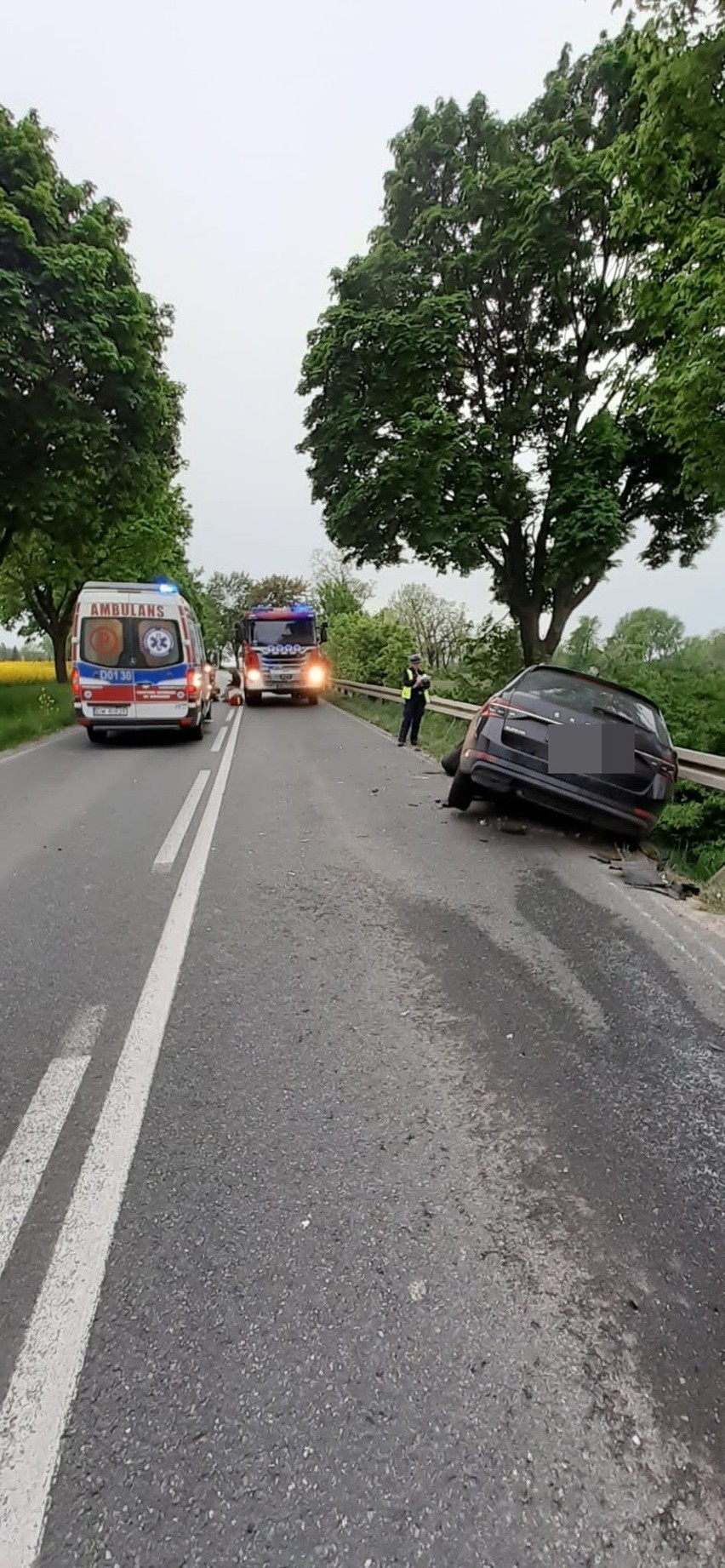 W wyniku zderzenia czołowo-bocznego, ranna została kierująca...