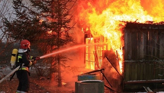Strażacy bez problemu uporali się z pożarem starej altany.