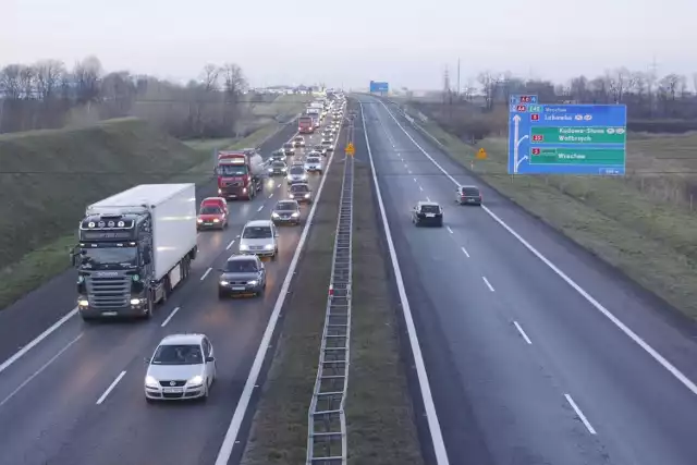 Korek na autostradzie A4 pod Wrocławiem