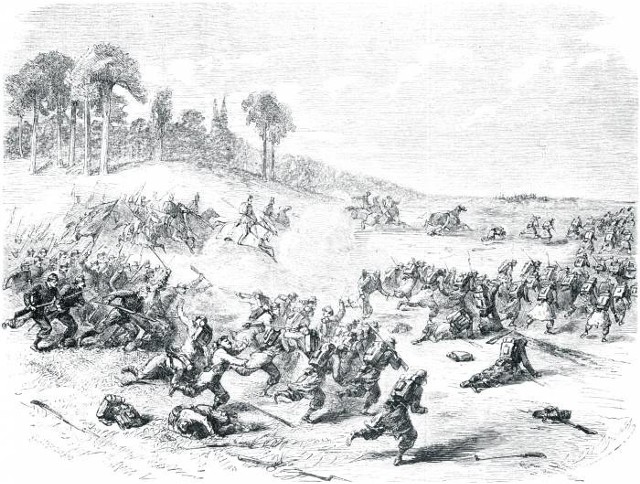 Według różnych szacunków podczas kilkudniowych starć w bitwie pod Kobylanką (widać ją na rysunku) zginęło od 54 do 150 powstańców oraz co najmniej 150 Rosjan.