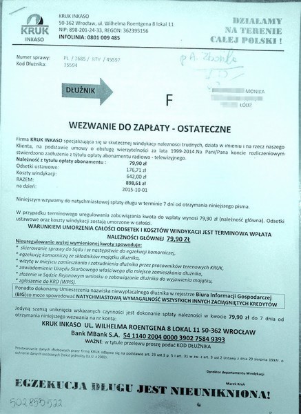 Takie wezwania do zapłaty dostają ludzie w całej Polsce,...