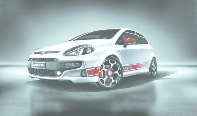 Abarth punto evo to dynamiczna i agresywna sylwetka. Uwagę zwraca ciekawy wzór 17-calowych felg aluminiowych.