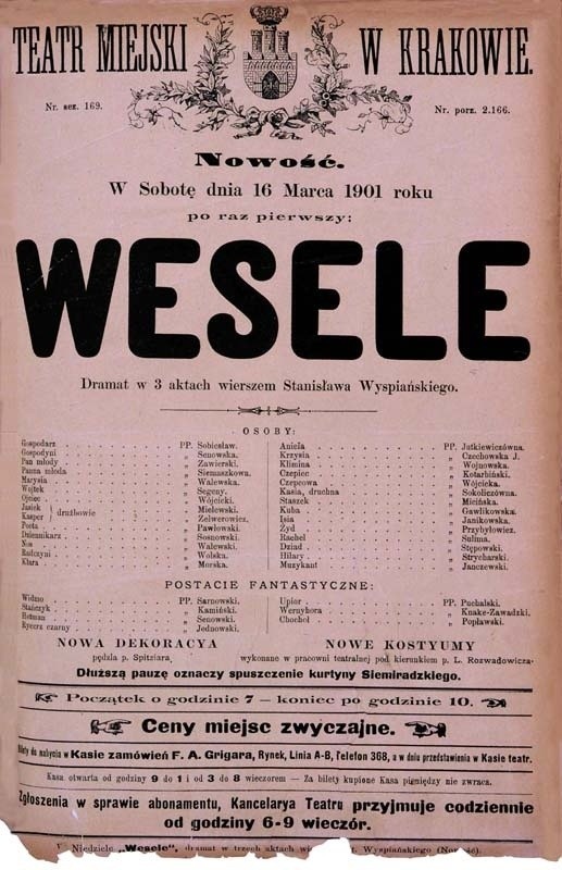 Plakat z premiery „Wesela”
