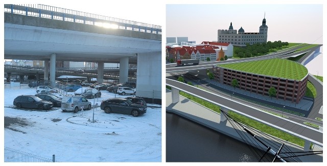 Parking pod Trasą Zamkową jako płatny i wizualizacja ilustrująca pomysł z marca 2013 roku. Wówczas pomysł na budowę parkingowca obok TZ przedstawił Maciej Sochanowski, projektant drogowy