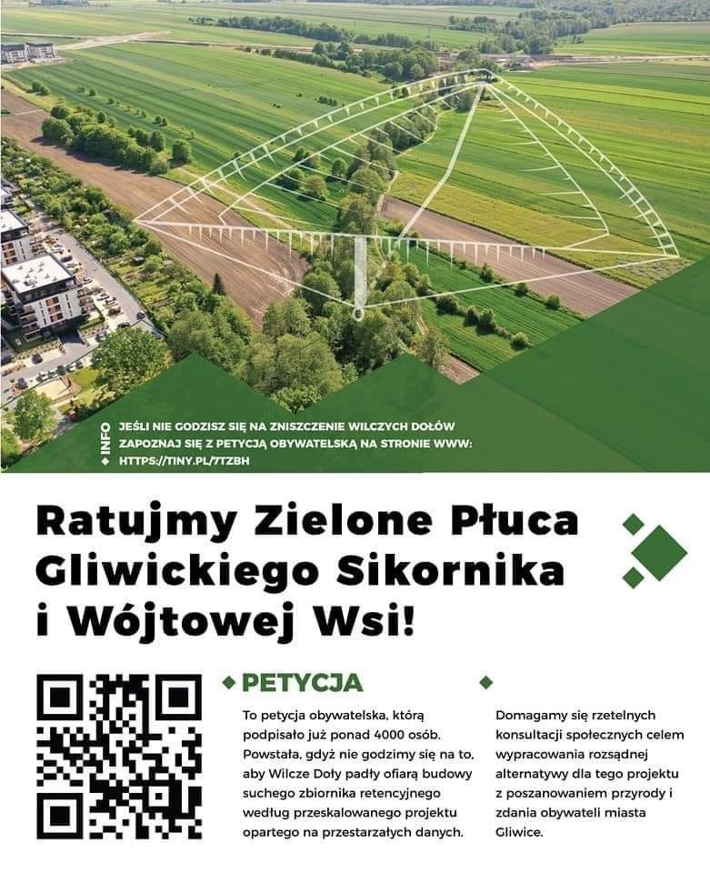 Gliwice: Ratujmy Wilcze Doły. Mieszkańcy nie chcą budowy dużego zbiornika w rejonie osiedla Sikornik