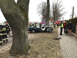 Wypadek w Goszczynie (gmina Krokowa). Hyundaiem staranował mercedesa i wbił się w drzewo [WIDEO]