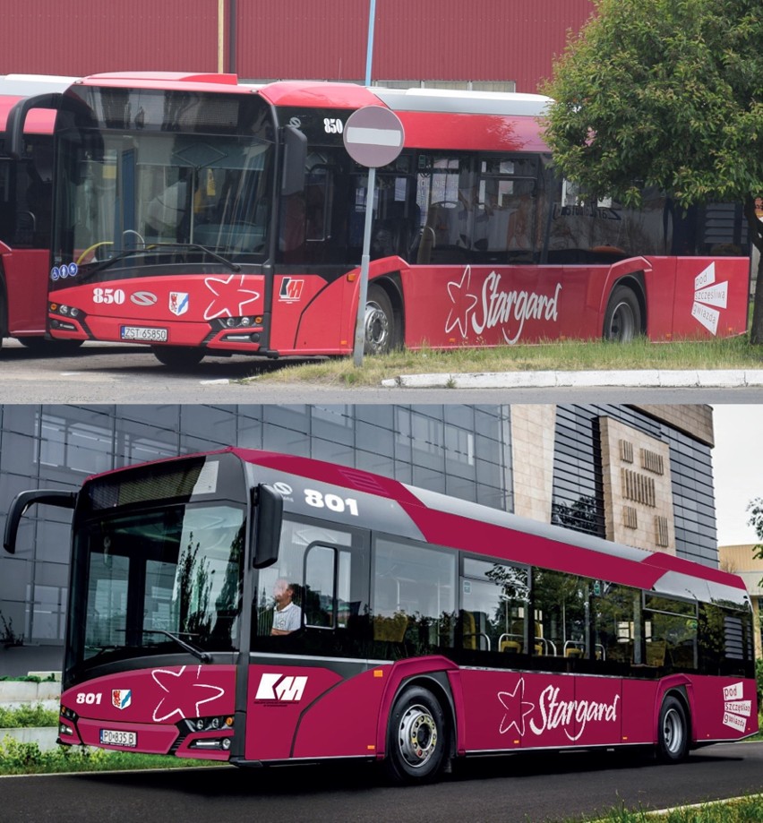 U góry na głównym zdjęciu jeden z autobusów stojących już w...