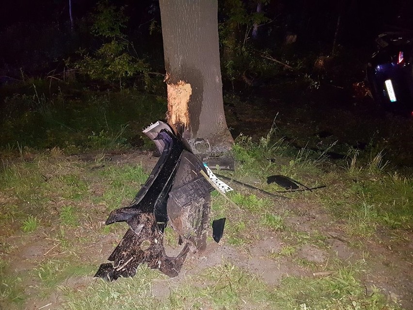 Okropny wypadek pod Pszczyną na DW 933 w Ćwiklicach: Ford focus uderzył w drzewo ZDJĘCIA