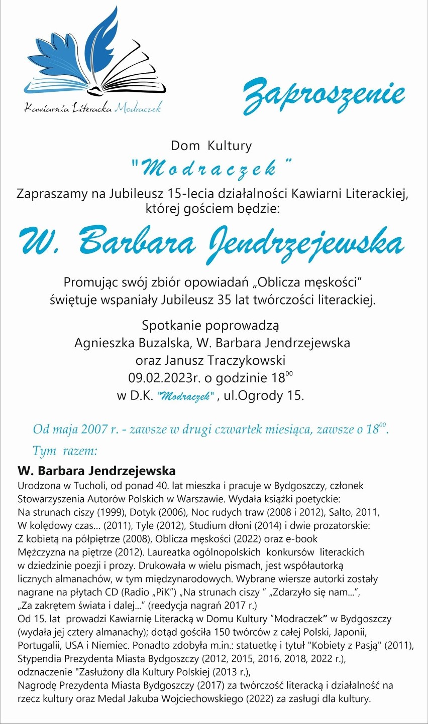 Jubileusz - i to potrójny! - w bydgoskiej Kawiarni Literackiej w DK „Modraczek” SMB