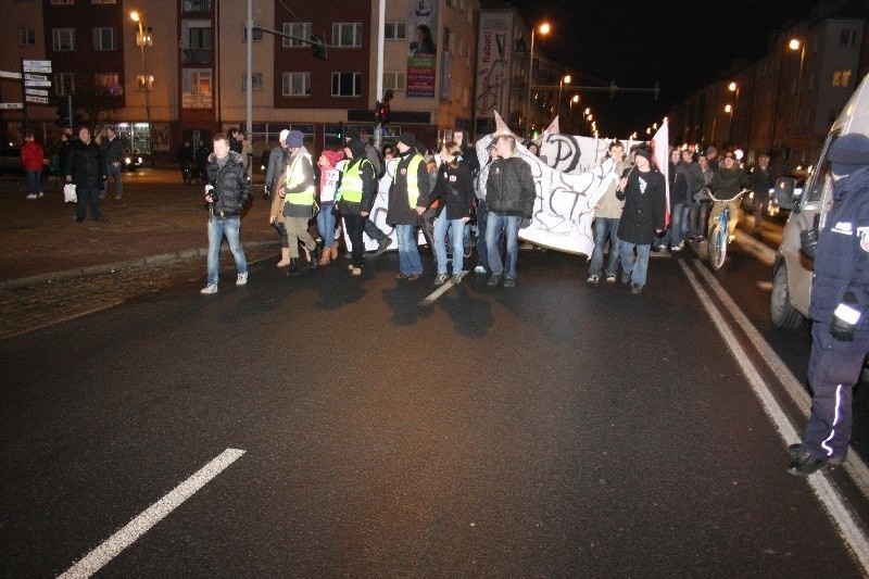 Protest przeciwko ACTA w Koszalinie.