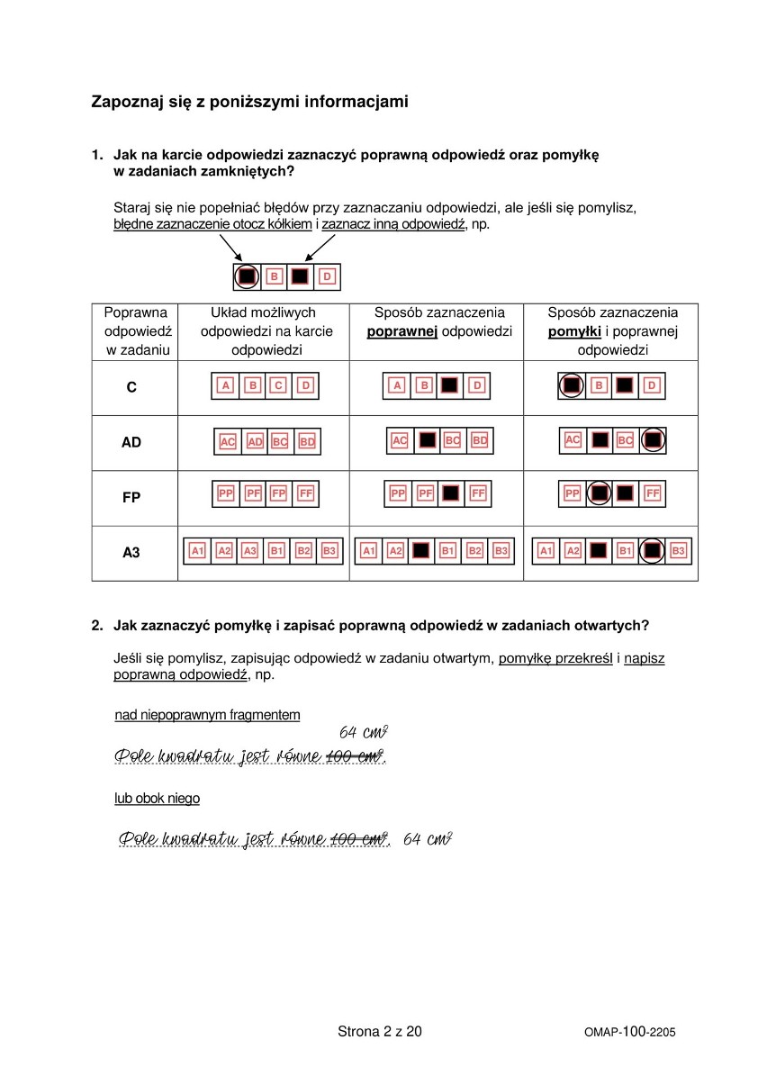 Egzamin 8-klasisty 2022 MATEMATYKA - ARKUSZ