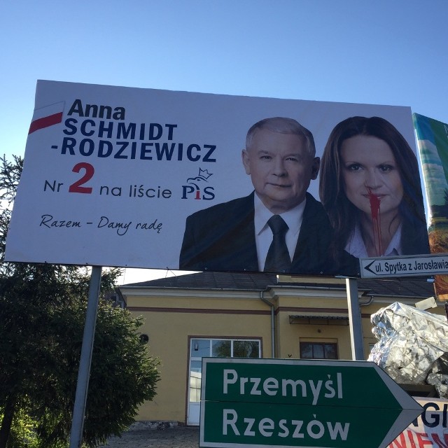 Wizerunek Anny Schmidt-Rodziewicz został oblany czerwoną farba