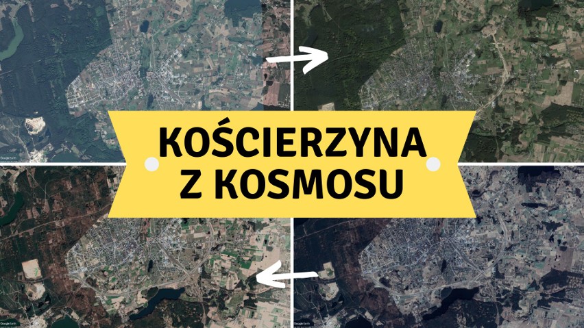 Kościerzyna widziana z kosmosu! Zobaczcie, jak zmieniało się miasto. Niecodzienna perspektywa!