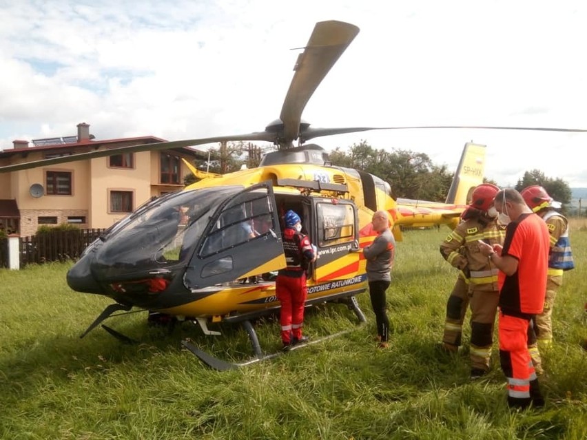 Po poszkodowaną rowerzystkę przyleciał helikopter LPR...