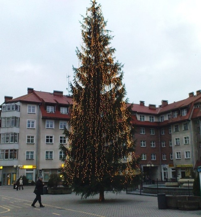 Podpis pod foto: Mieszkańcy Szczecinka i przyjezdni zgodnie twierdzą - to najpiękniejsza choinka na Pomorzu.