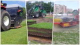 Zabiegi pielęgnacyjne na stadionie Resovii. Na murawie pojawiła się też nowa trawa [ZDJĘCIA]