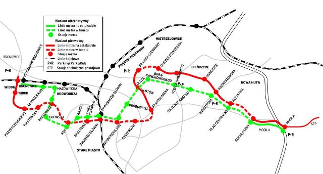 Metro w Krakowie mogłoby być mniej kręte niż pierwotnie planowano. Wariant alternatywny pozwoliłby też szybciej dostać się z Mogiły do Bronowic.