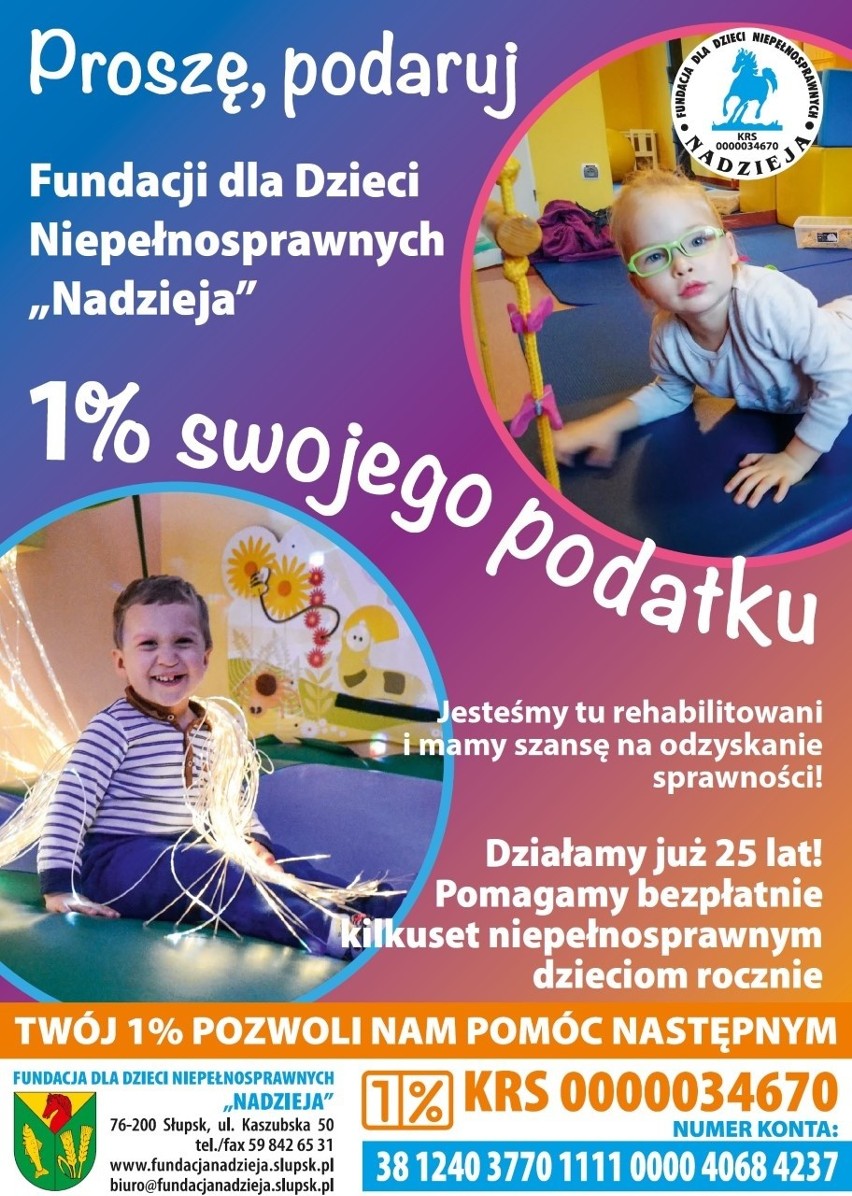 Fundacja Nadzieja liczy na nas. Prosi o przekazanie jednego procenta podatku