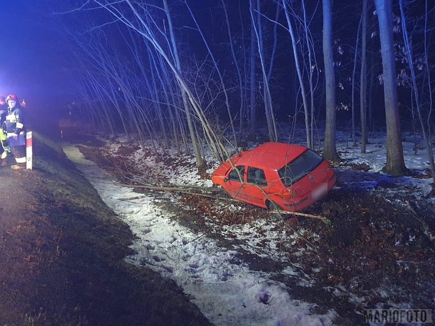 Jełowa. Volkswagen uderzył w drzewa.