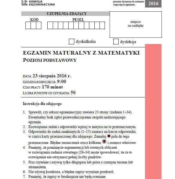 Matura poprawkowa 2017. Matematyka: Odpowiedzi, przecieki,...