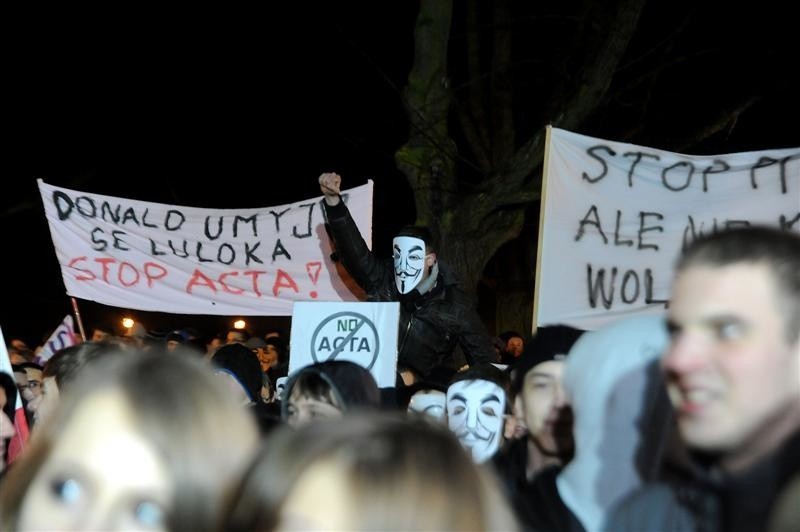 Protest przeciwko ACTA w Szczecinie