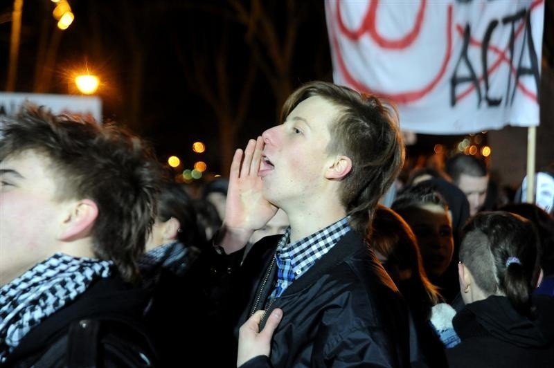 Protest przeciwko ACTA w Szczecinie