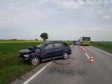 Wypadek w Wierzbicy. Samochód dachował na drodze wojewódzkiej, kierująca trafiła do szpitala