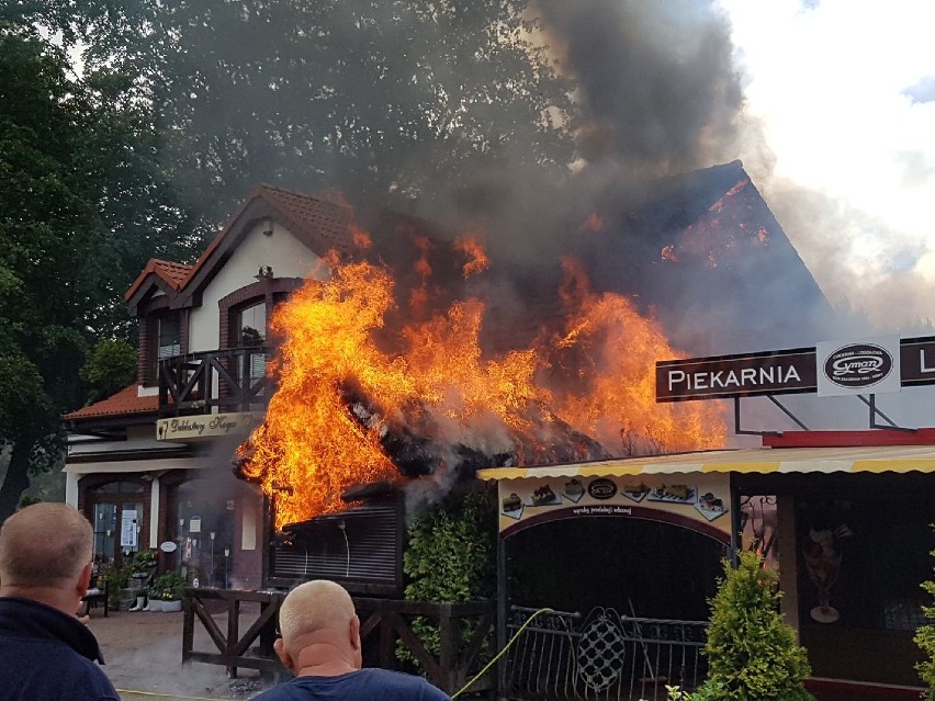 Pożar budynków w Poddąbiu.