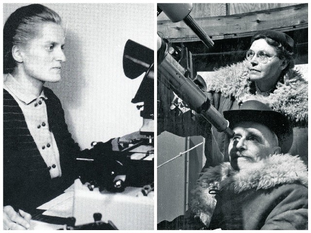 Prof. Wilhelmina Iwanowska i prof. Władysław Dziewulski w Obserwatorium Astronomicznym UMK, Piwnice ok. 1954 r.