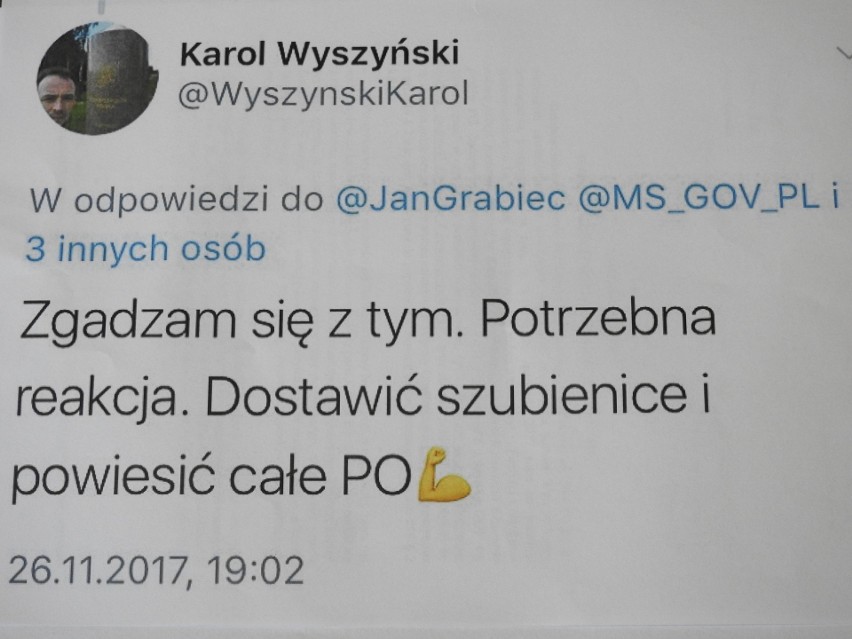 Wypowiedź posła Wyszyńskiego na portalu społecznościowym...