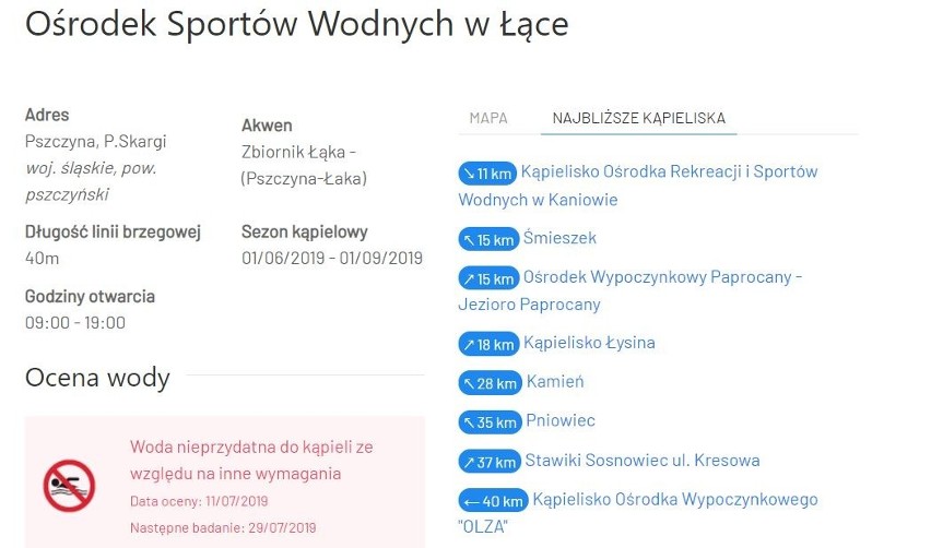 Jakość wody w kąpieliskach woj. śląskiego. Była kontrola sanepidu. Sprawdź WYNIKI