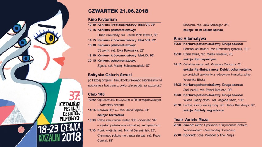 37. Koszaliński Festiwal Debiutów Filmowych MŁODZI I FILM 2018 [PROGRAM] 