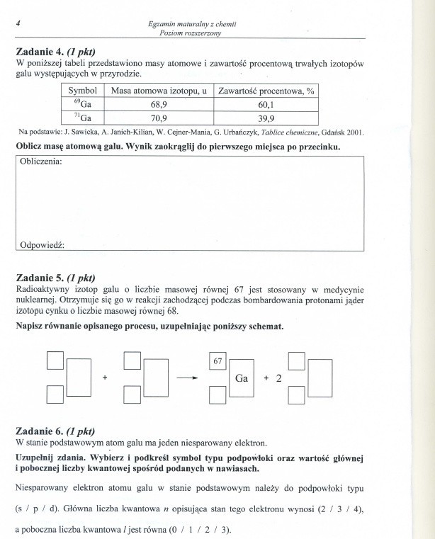  Matura 2014: chemia, poziom rozszerzony [ARKUSZE, ODPOWIEDZI] 