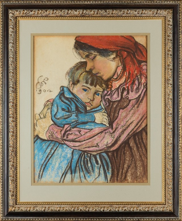 „Macierzyństwo” przedstawia żonę Stanisława Wyspiańskiego – Teodorę Teofilię Pytko, trzymającą na rękach jedno z trojga ich dzieci
