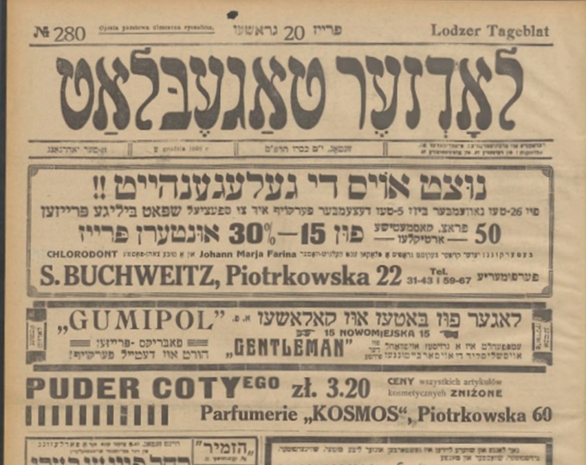 2 stycznia 1908 ukazał się pierwszy numer Lodzsher togblat...