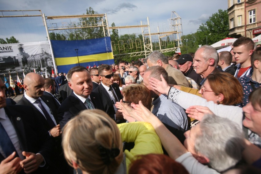 Andrzej Duda spotkał się z mieszkańcami na mysłowickim rynku