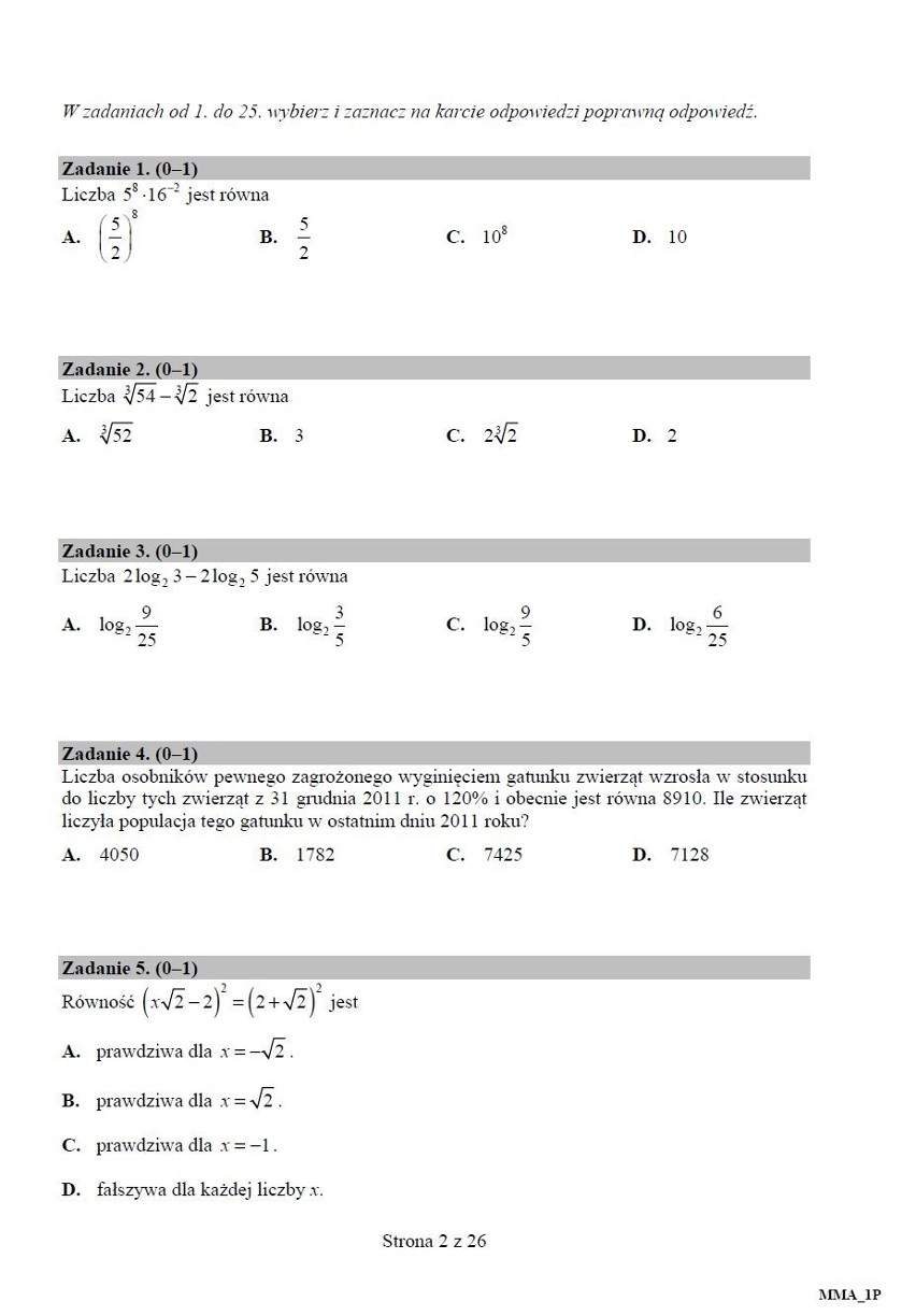 Matematyka - matura 2017 - SPRAWDŹ CZY ZDAŁEŚ - ODPOWIEDZI