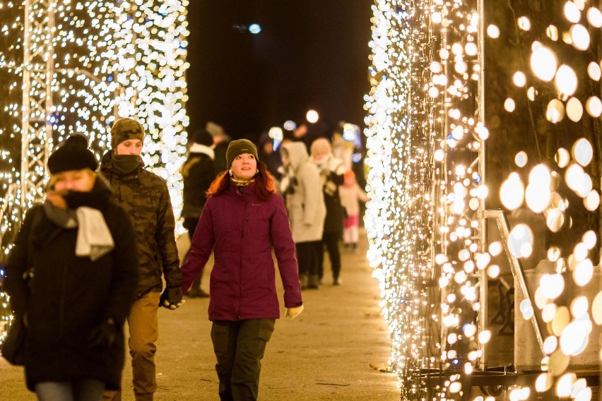 Gdańsk. Iluminacje świąteczne w parku oliwskim