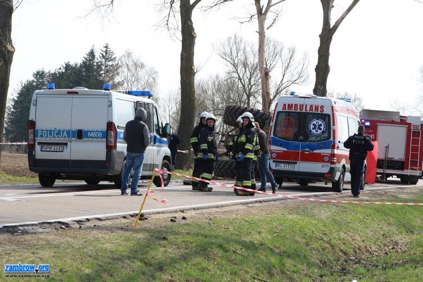 Długobórz: Wypadek na DK 63. Ciągnik rolniczy przewrócił się...