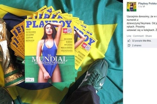 Na okładce lipcowego wydania "Playboy'a" znajdzie się dziewczyna bohatera Mundialu Neymara - Patricia Jordane. Jak Wam się podoba?Dalej>>(fot. screen z Facebook.com)
