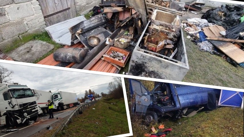 Tragiczny pożar we Włoszczowie, karambole ciężarówek i...