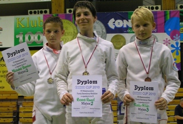 Opolscy medaliści turnieju w Częstochowie. Od lewej: Damian Michalak, Paweł Boroń i Filip Ralko.